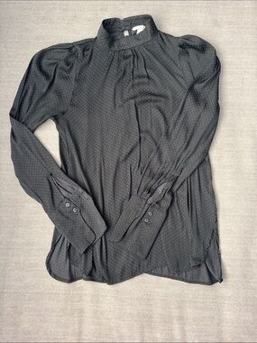 H&M Black Long-Sleeve High-Neck Dress Shirt